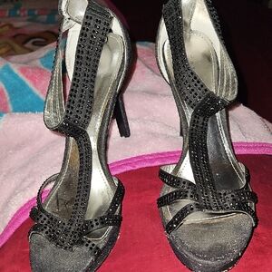 Metaphor Black Rhinestone Heels